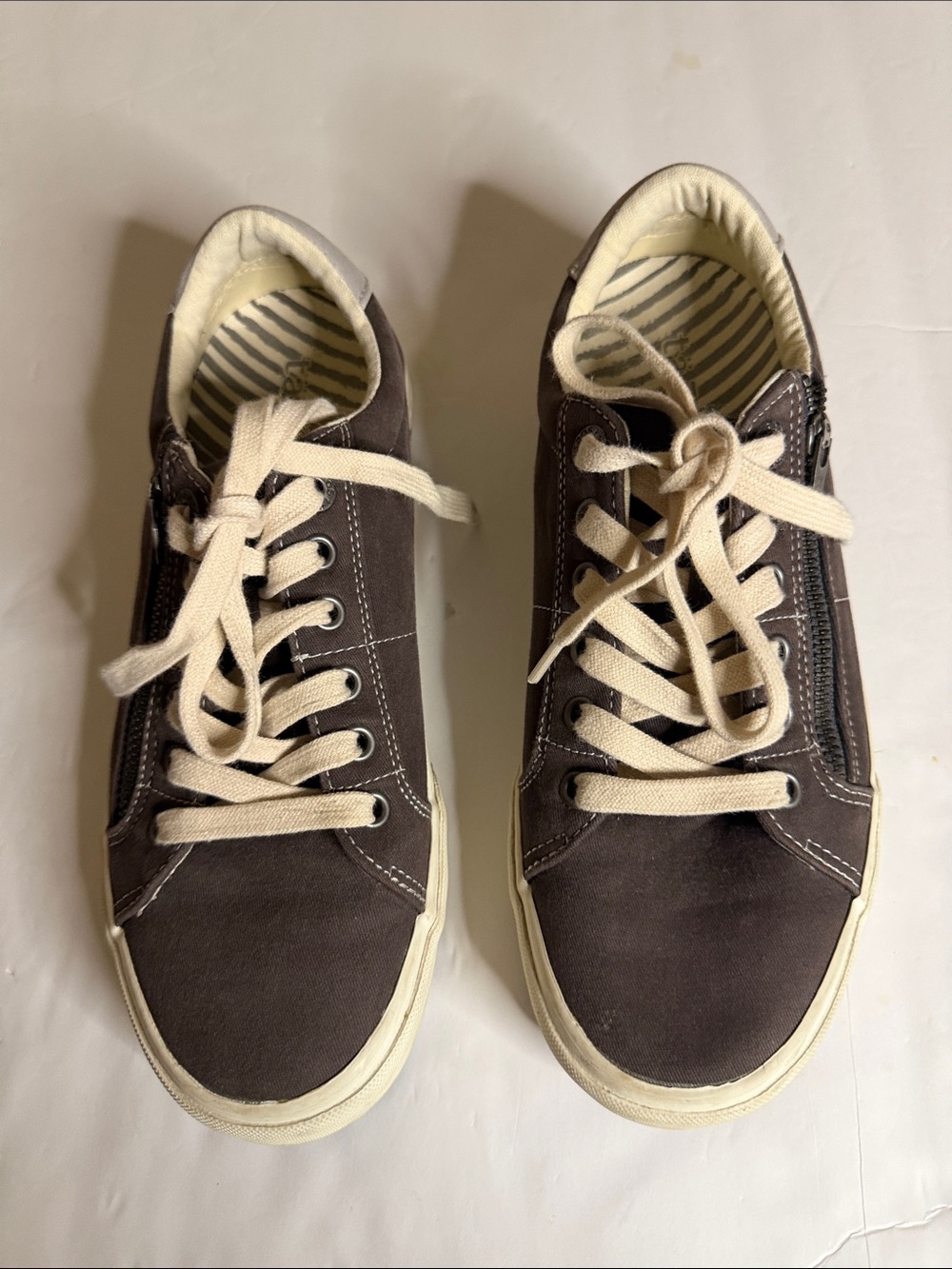Taos Footwear dark gray Canvas  double side zip low-Top Sneakers